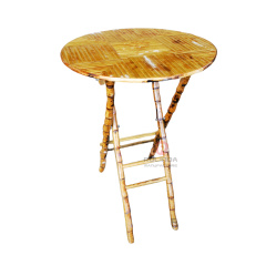Vintage balcony outdoor hotel teahouse round bamboo folding table