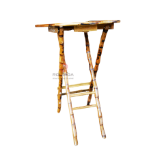 Vintage balcony outdoor hotel teahouse round bamboo folding table