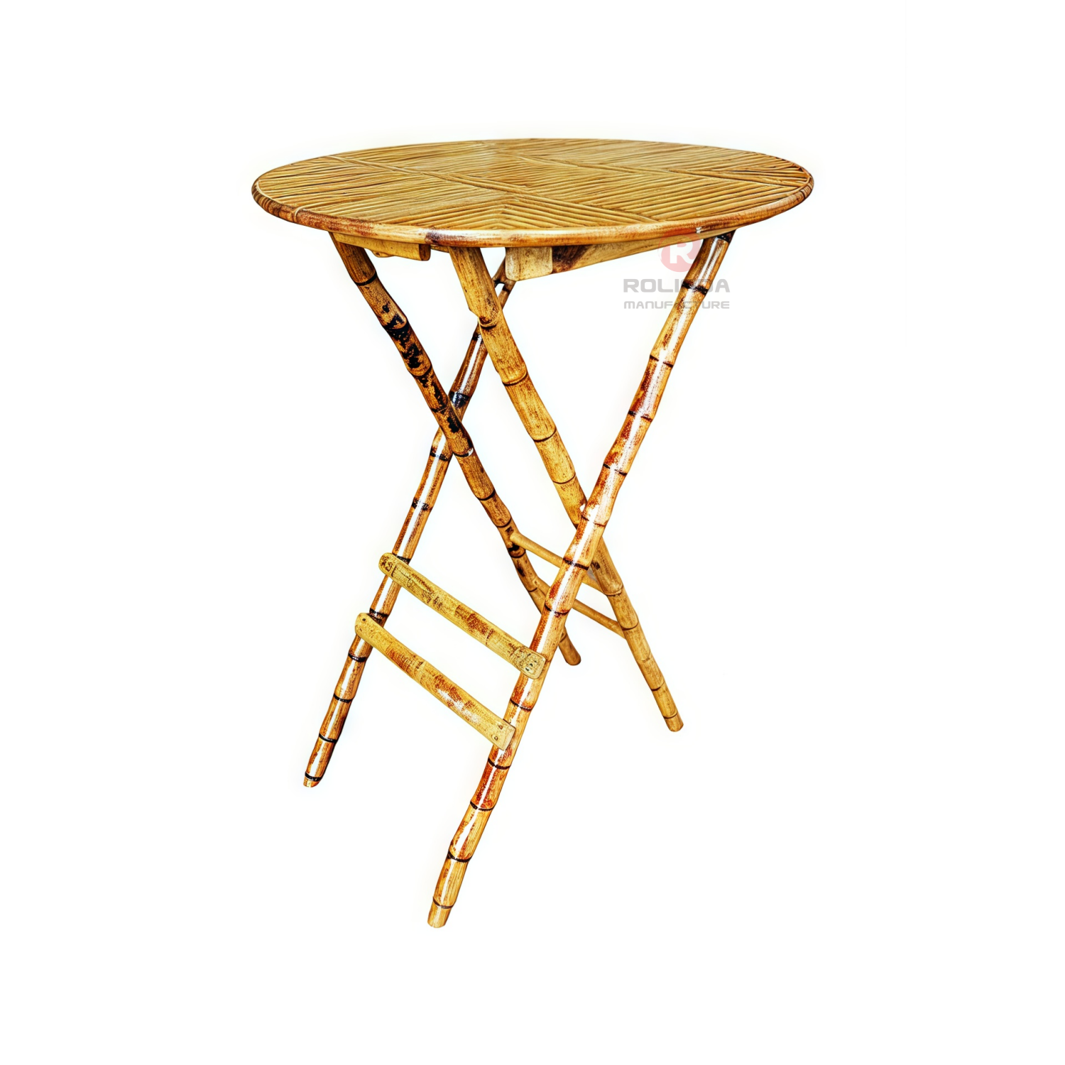Vintage balcony outdoor hotel teahouse round bamboo folding table