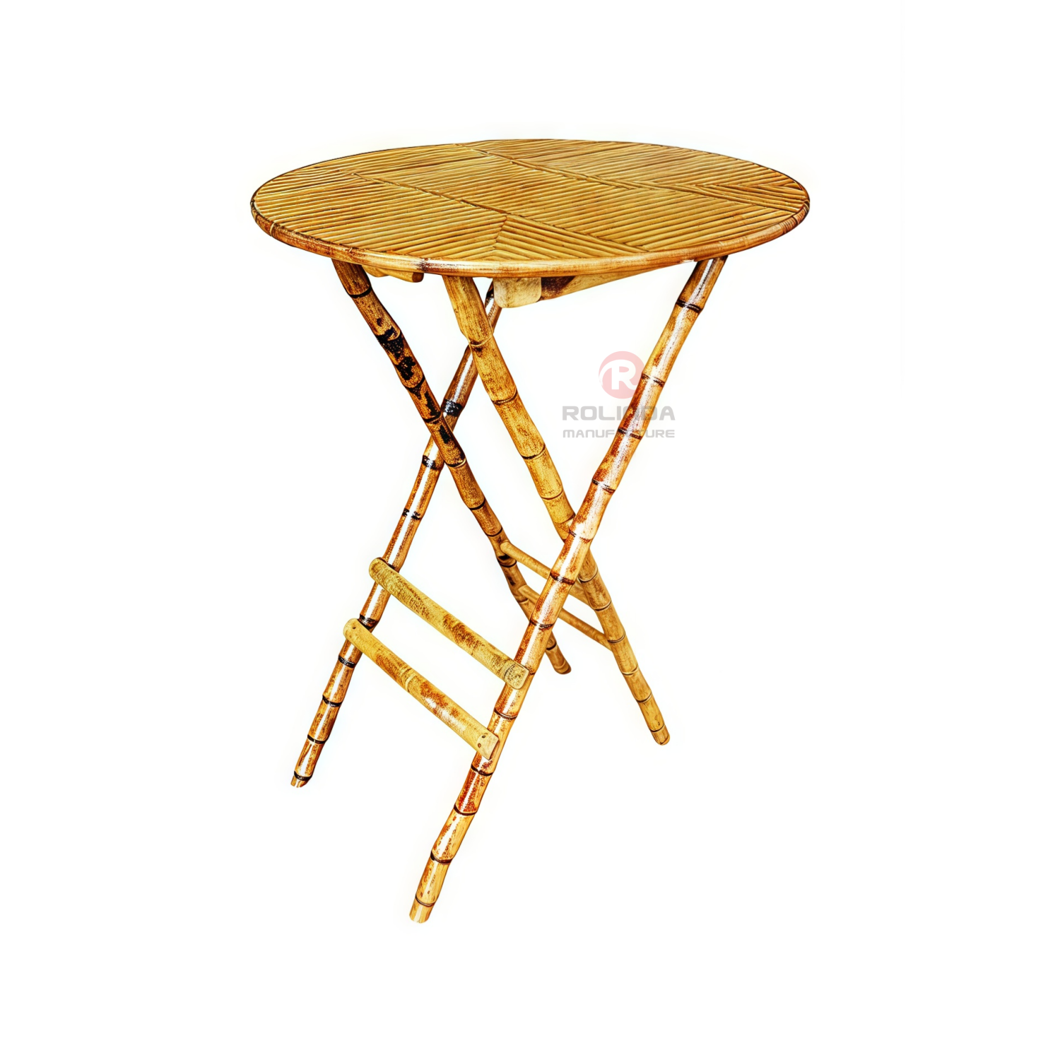 Vintage balcony outdoor hotel teahouse round bamboo folding table