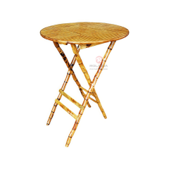 Vintage balcony outdoor hotel teahouse round bamboo folding table