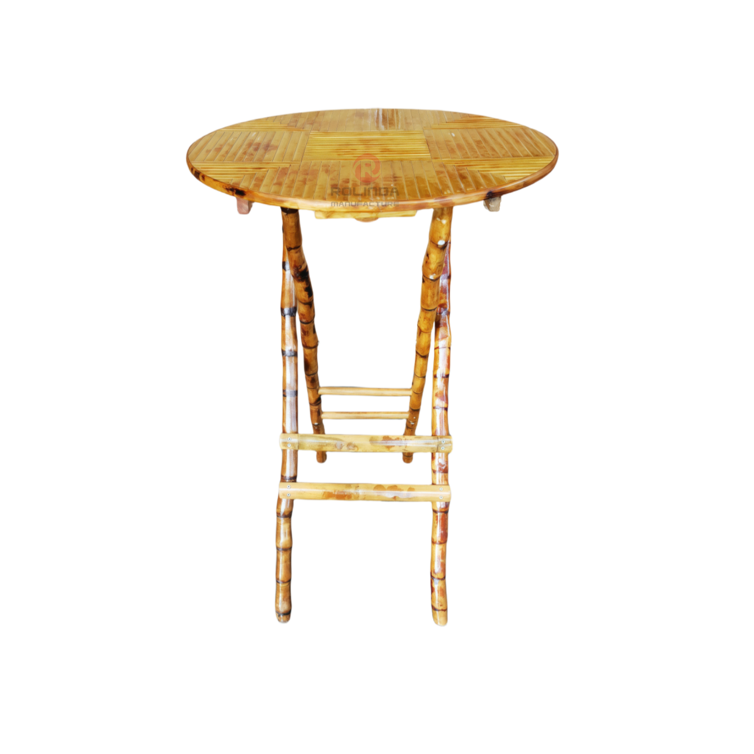 Vintage balcony outdoor hotel teahouse round bamboo folding table