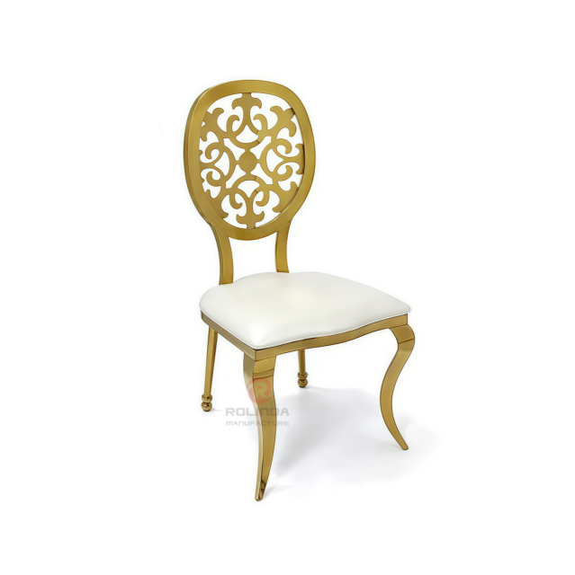 PU Cushion Wedding Party Banquet Patterned Backs Chairs Stainless-Steel Chairs