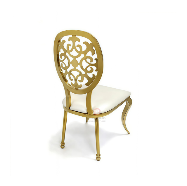 PU Cushion Wedding Party Banquet Patterned Backs Chairs Stainless-Steel Chairs