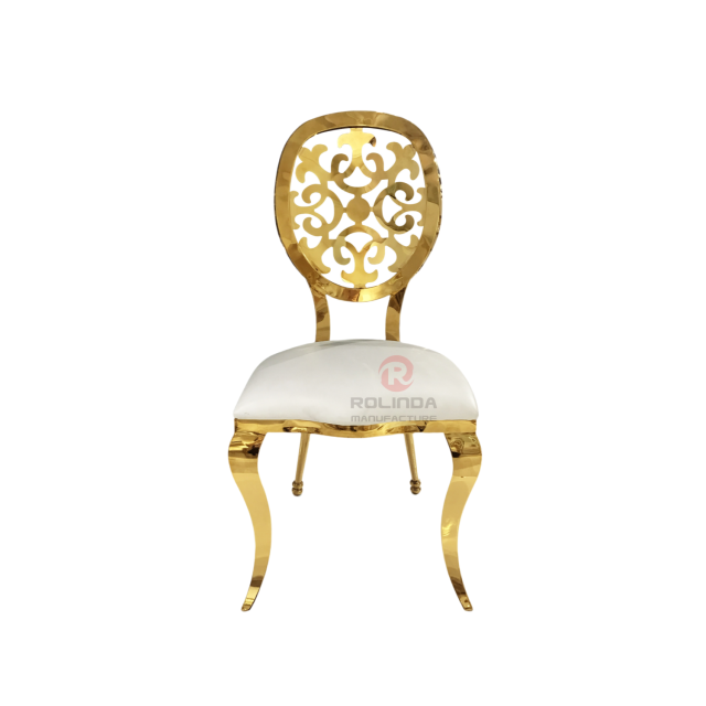 PU Cushion Wedding Party Banquet Patterned Backs Chairs Stainless-Steel Chairs