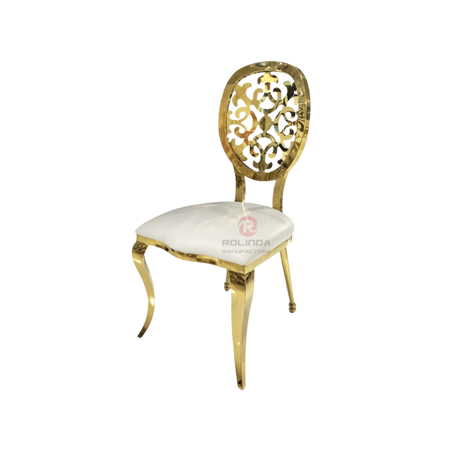PU Cushion Wedding Party Banquet Patterned Backs Chairs Stainless-Steel Chairs