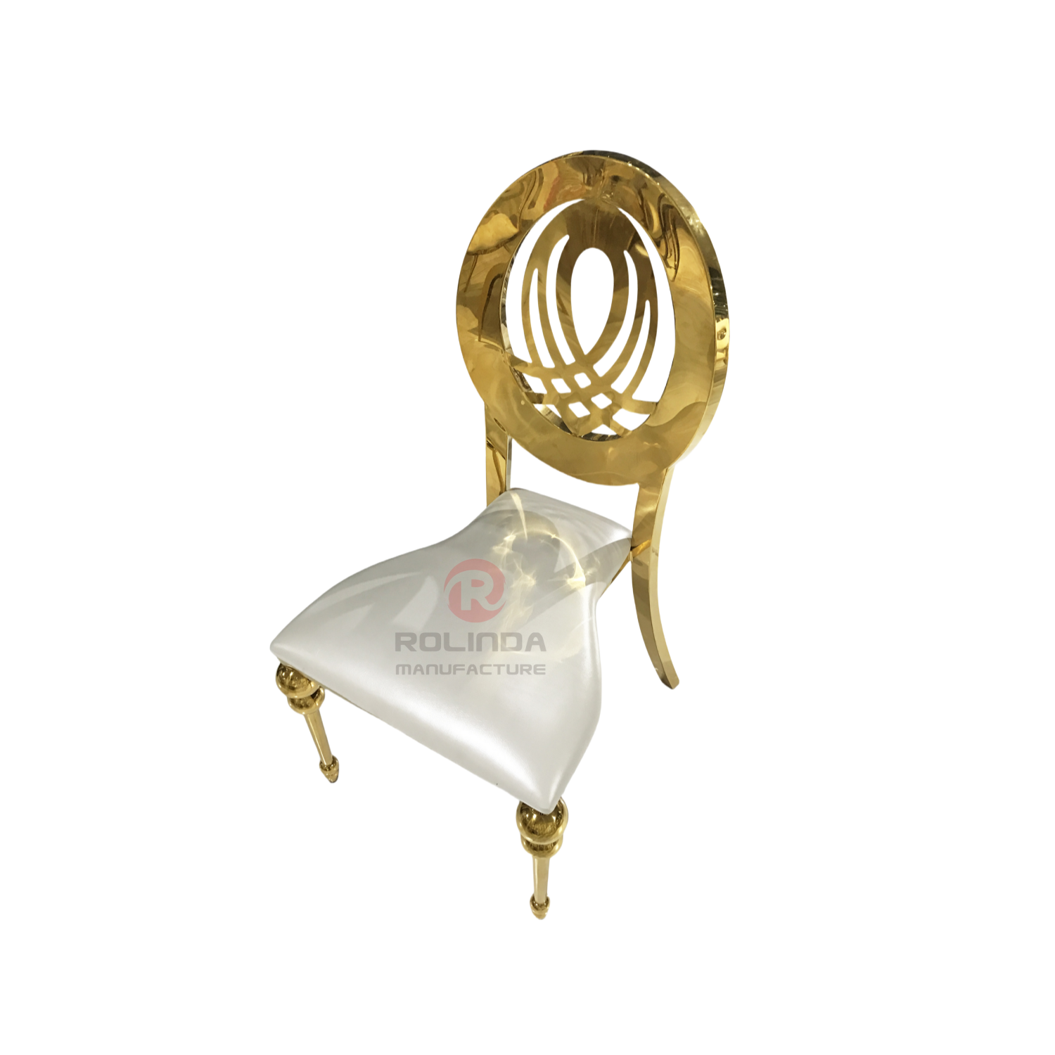 Golden Hotel Restaurant Wedding banquet round pattern Phoenix chair Stainless steel chair