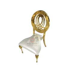 Golden Hotel Restaurant Wedding banquet round pattern Phoenix chair Stainless steel chair