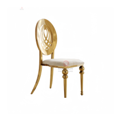 Golden Hotel Restaurant Wedding banquet round pattern Phoenix chair Stainless steel chair