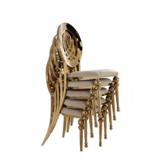 Golden Hotel Restaurant Wedding banquet round pattern Phoenix chair Stainless steel chair