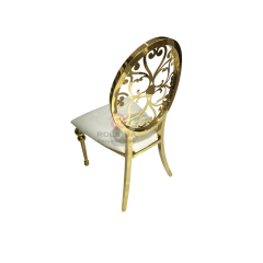 Round flower cutout back wedding party stackable Stainless steel chair