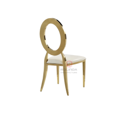 Wedding hotel gold ring back PU cushion stainless steel chair