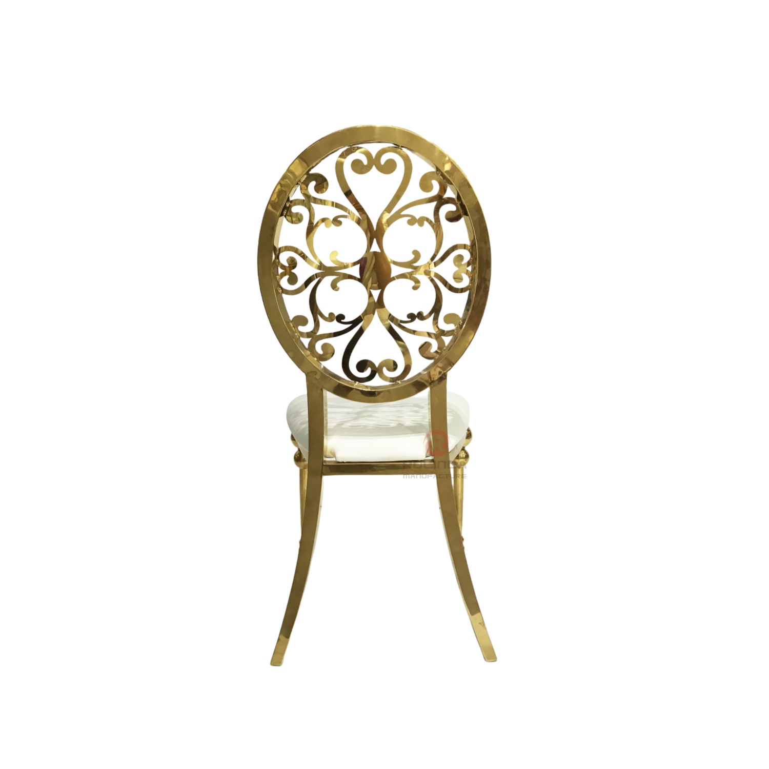 Round flower cutout back wedding party stackable Stainless steel chair