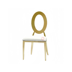 Wedding hotel gold ring back PU cushion stainless steel chair