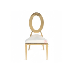 Wedding hotel gold ring back PU cushion stainless steel chair
