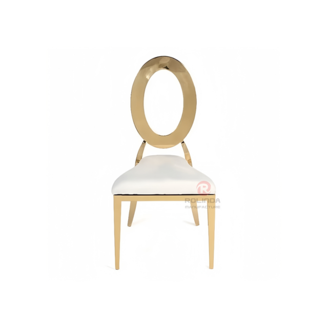 Wedding hotel gold ring back PU cushion stainless steel chair