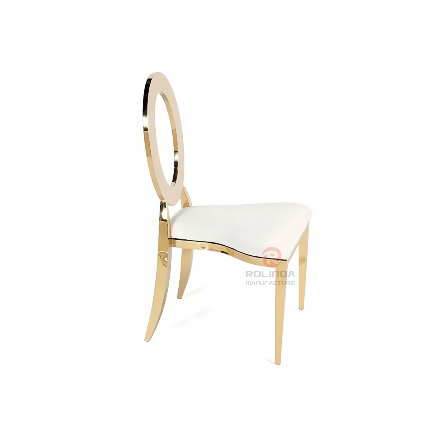 Wedding hotel gold ring back PU cushion stainless steel chair