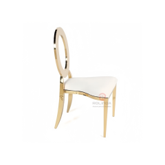 Wedding hotel gold ring back PU cushion stainless steel chair