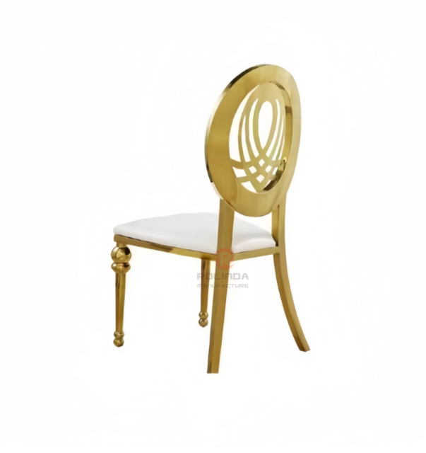 Golden Hotel Restaurant Wedding banquet round pattern Phoenix chair Stainless steel chair