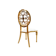 Round flower cutout back wedding party stackable Stainless steel chair