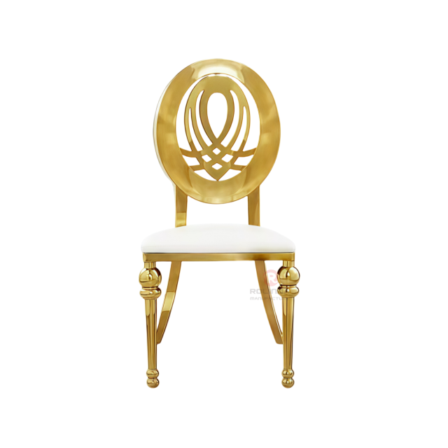 Golden Hotel Restaurant Wedding banquet round pattern Phoenix chair Stainless steel chair