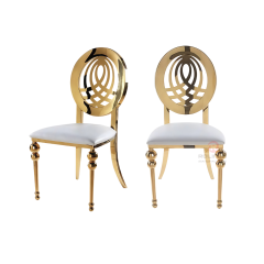 Golden Hotel Restaurant Wedding banquet round pattern Phoenix chair Stainless steel chair