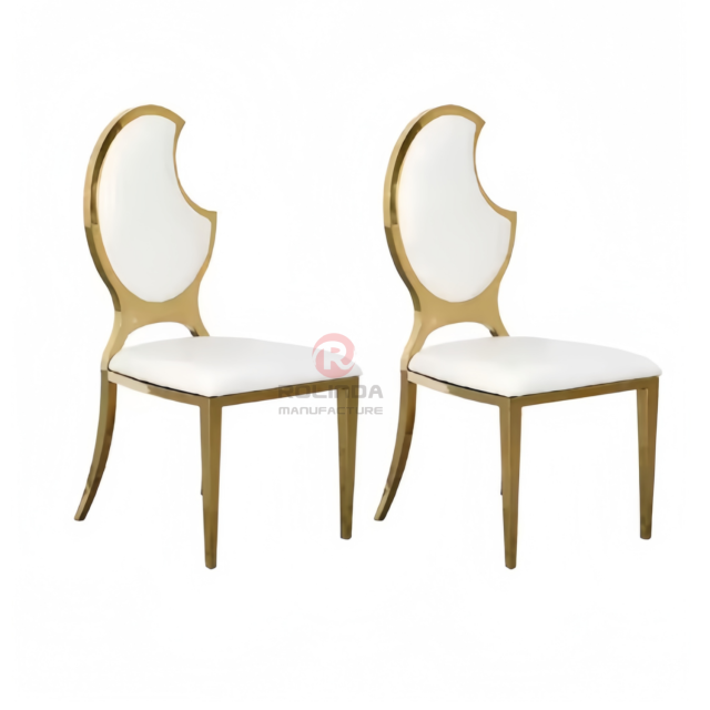 Patterned half-moon PU backrest wedding party Stainless steel chair