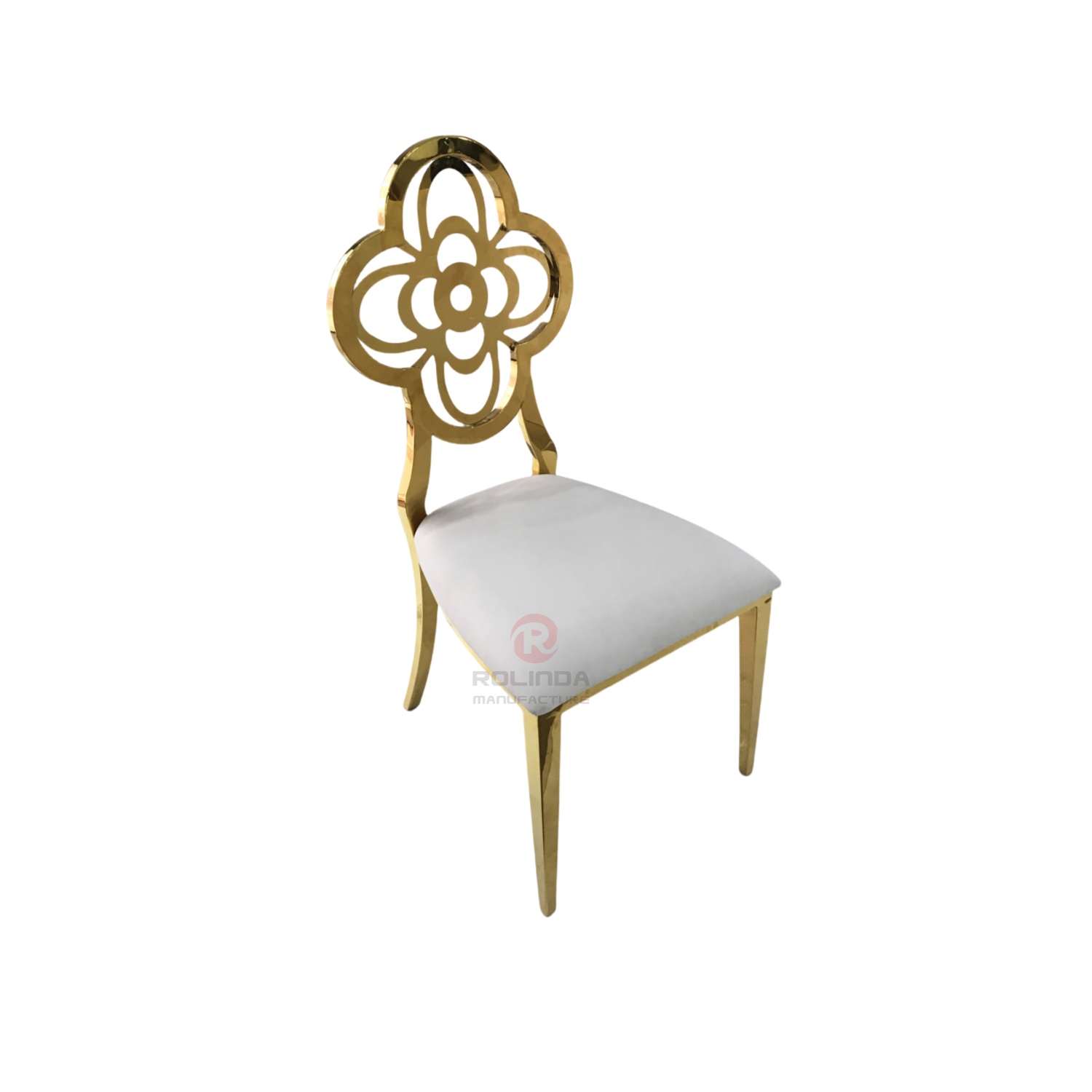 Golden Plum blossom hollow back wedding bar stainless steel chair