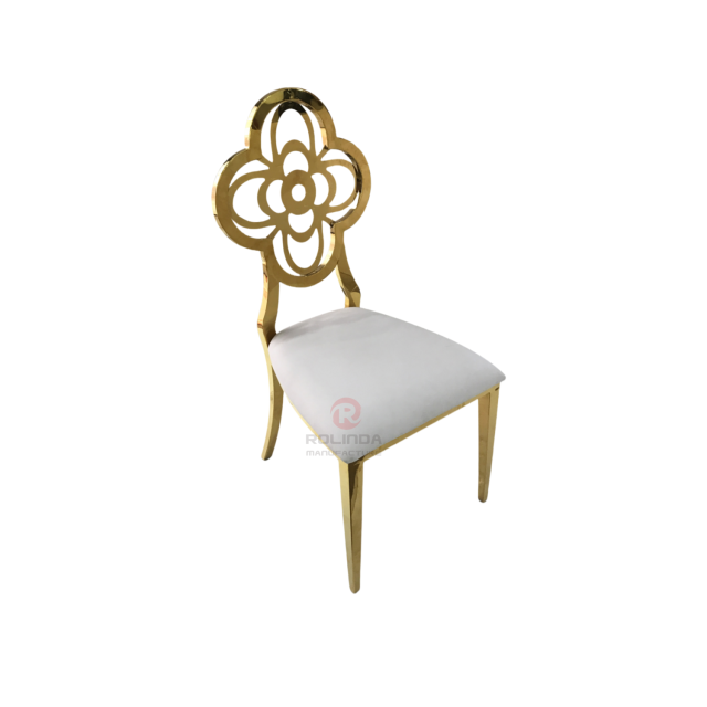 Golden Plum blossom hollow back wedding bar stainless steel chair
