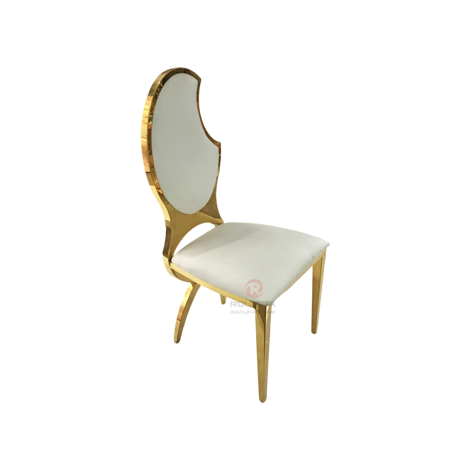Patterned half-moon PU backrest wedding party Stainless steel chair