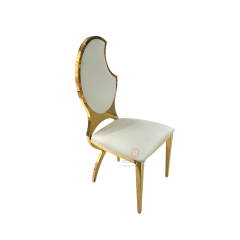 Patterned half-moon PU backrest wedding party Stainless steel chair