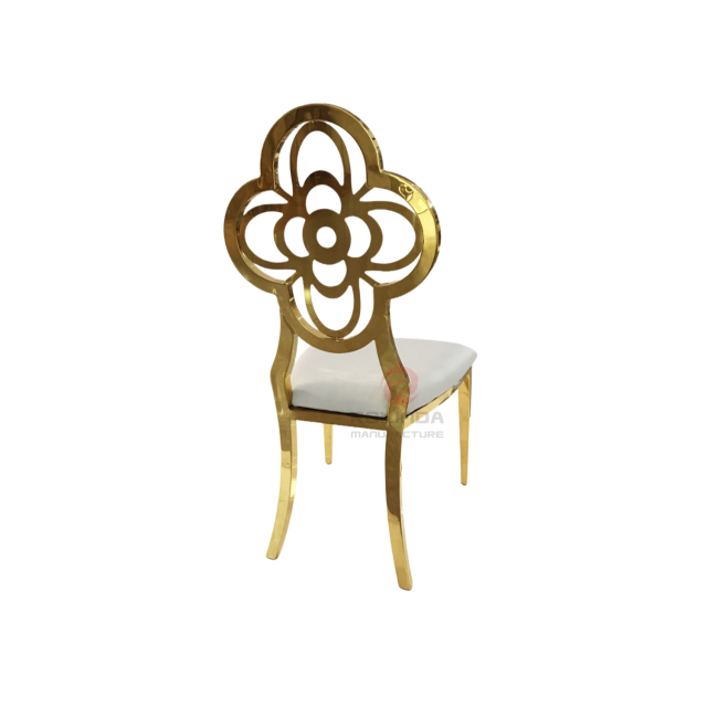 Golden Plum blossom hollow back wedding bar stainless steel chair