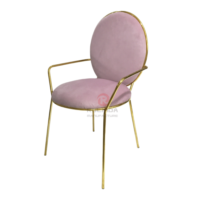 Velvet Restaurant Furniture Hotel Wedding Party Cushioned Stainless steel armchair