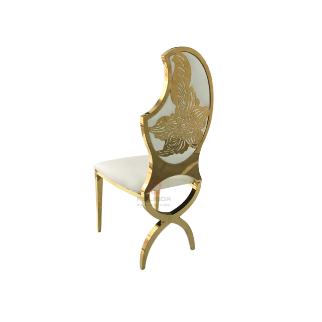 Patterned half-moon PU backrest wedding party Stainless steel chair