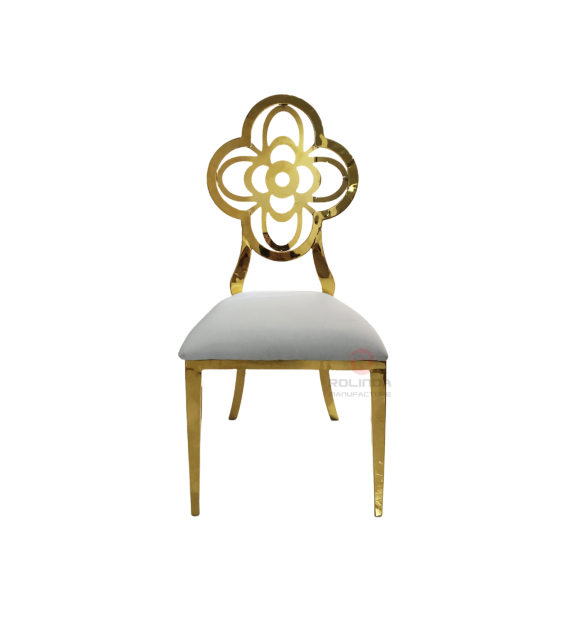 Golden Plum blossom hollow back wedding bar stainless steel chair