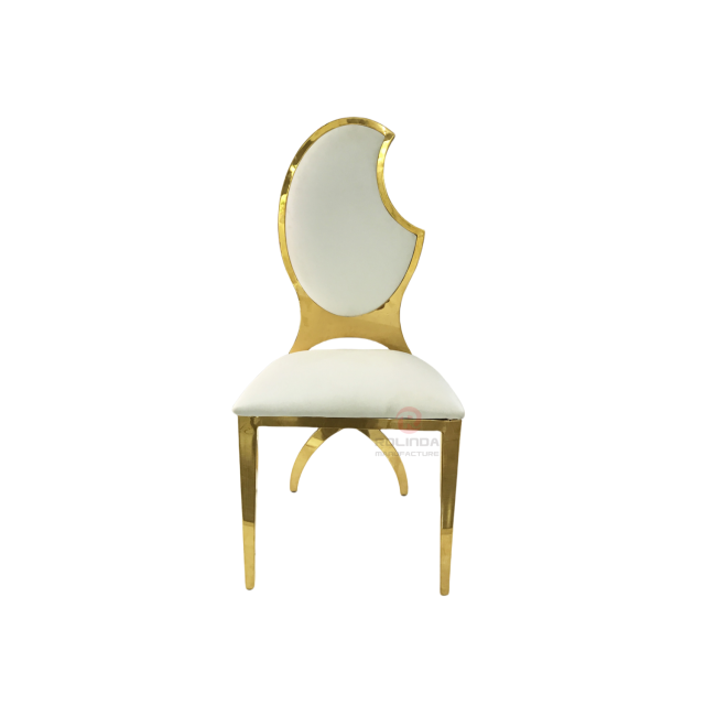 Patterned half-moon PU backrest wedding party Stainless steel chair
