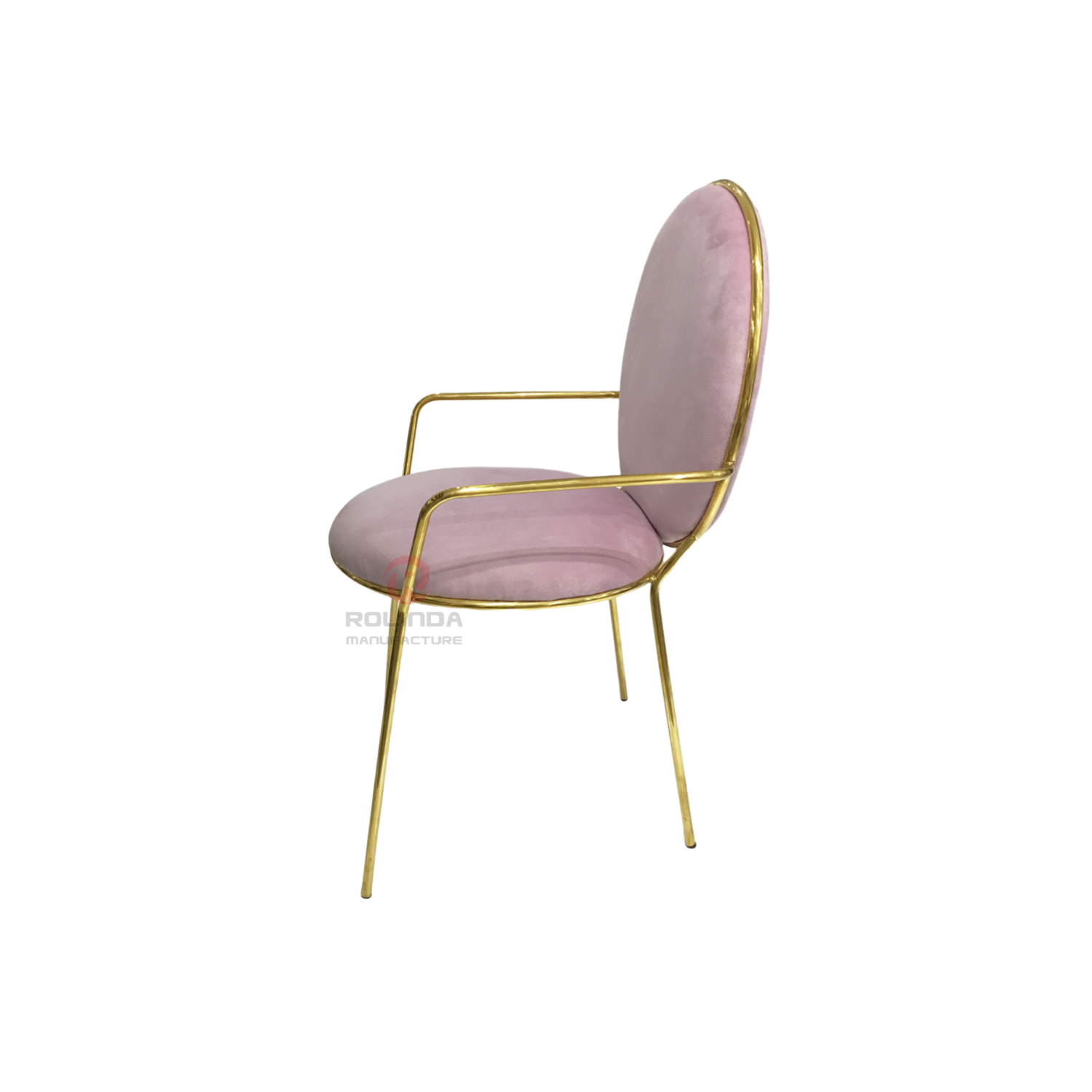 Velvet Restaurant Furniture Hotel Wedding Party Cushioned Stainless steel armchair