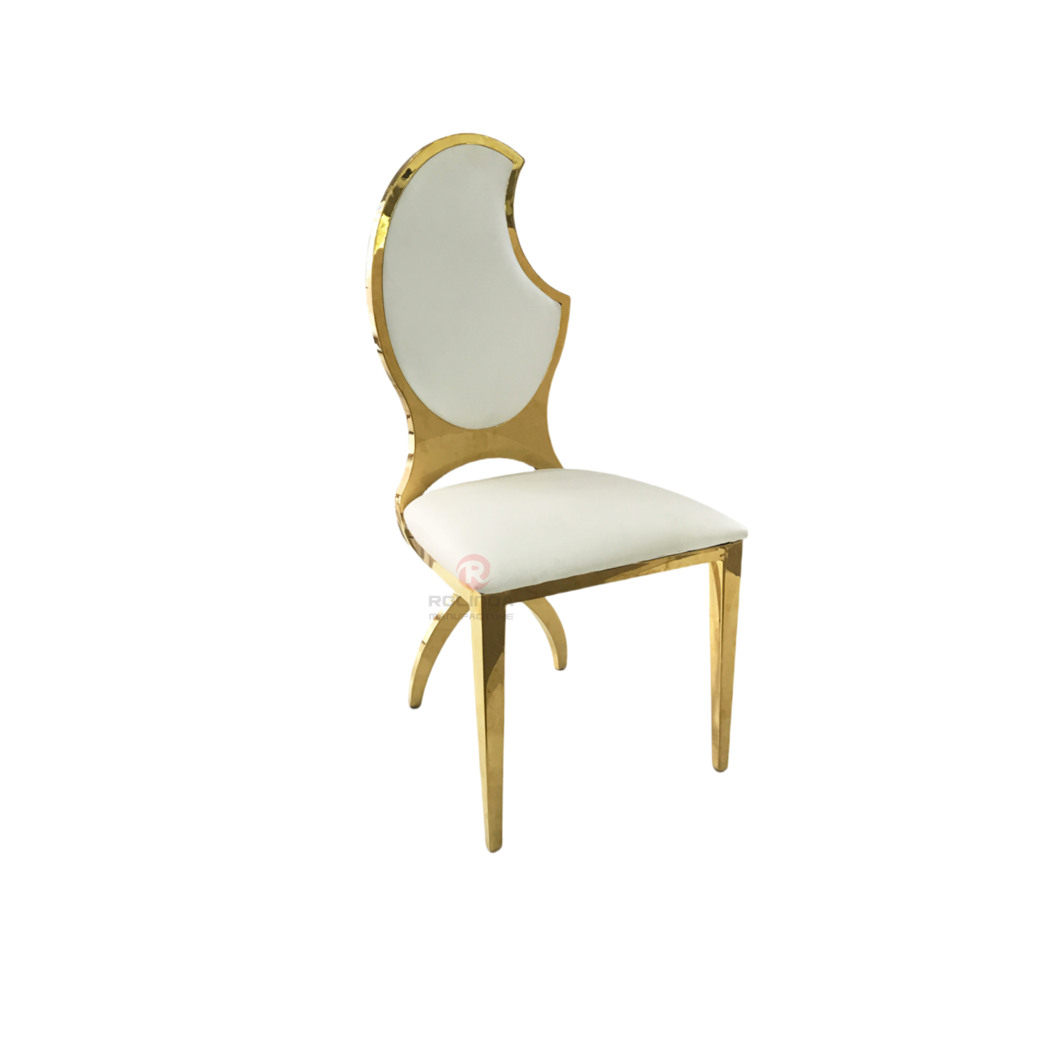Patterned half-moon PU backrest wedding party Stainless steel chair