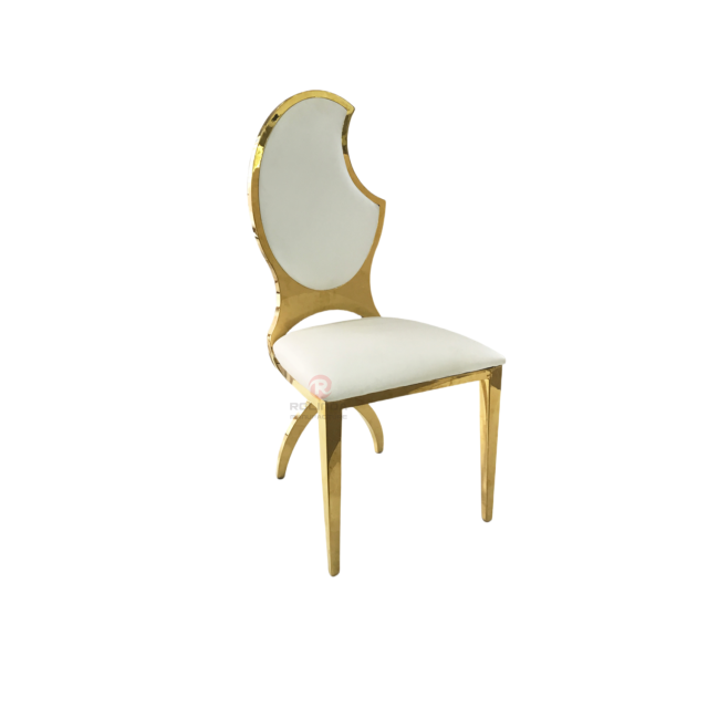 Patterned half-moon PU backrest wedding party Stainless steel chair