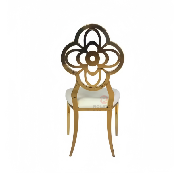 Golden Plum blossom hollow back wedding bar stainless steel chair