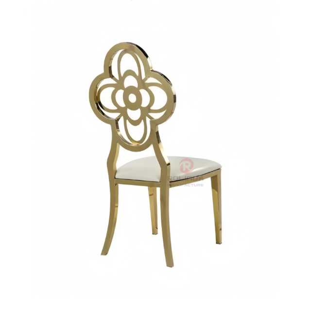 Golden Plum blossom hollow back wedding bar stainless steel chair