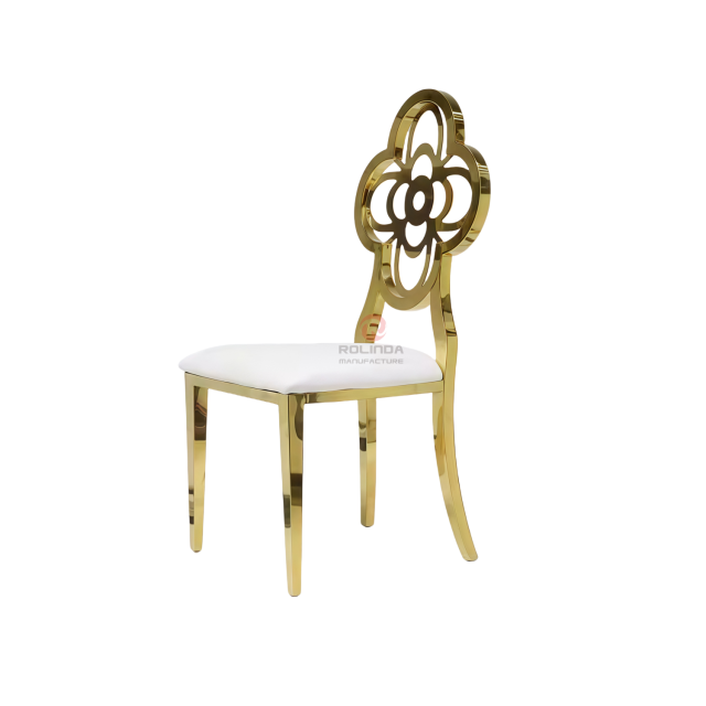 Golden Plum blossom hollow back wedding bar stainless steel chair