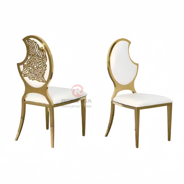 Patterned half-moon PU backrest wedding party Stainless steel chair