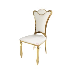 Gold Royal PU High back wedding hall decoration party stainless steel chairs