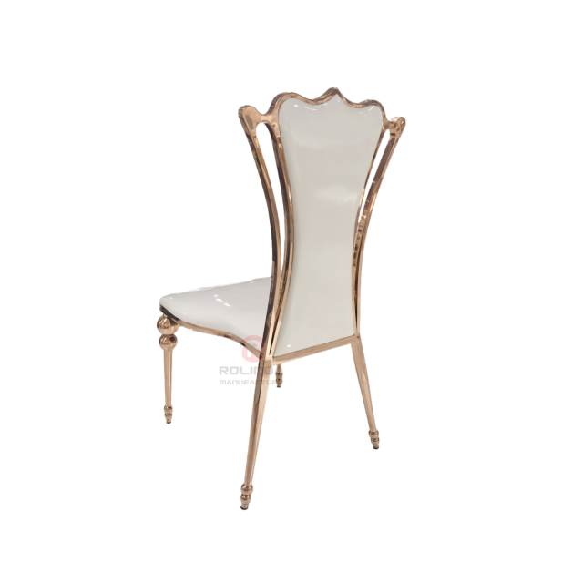 Furniture Hotel Restaurant party Royal Tiffany PU back stainless steel chairs