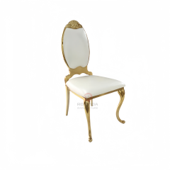 Gold flower high PU backrest furniture can be stacked stainless steel chairs