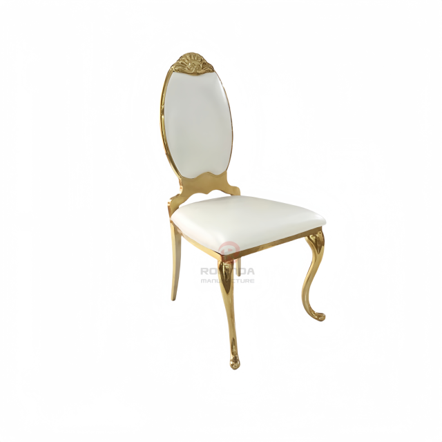 Gold flower high PU backrest furniture can be stacked stainless steel chairs