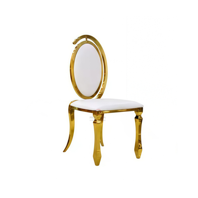 C-type oval moon Party Bar Cafe PU backrest stainless steel chair