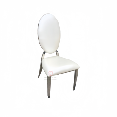 Metal high oval PU back Hotel Restaurant banquet party stainless steel chairs