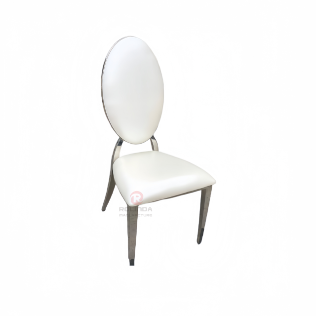 Metal high oval PU back Hotel Restaurant banquet party stainless steel chairs